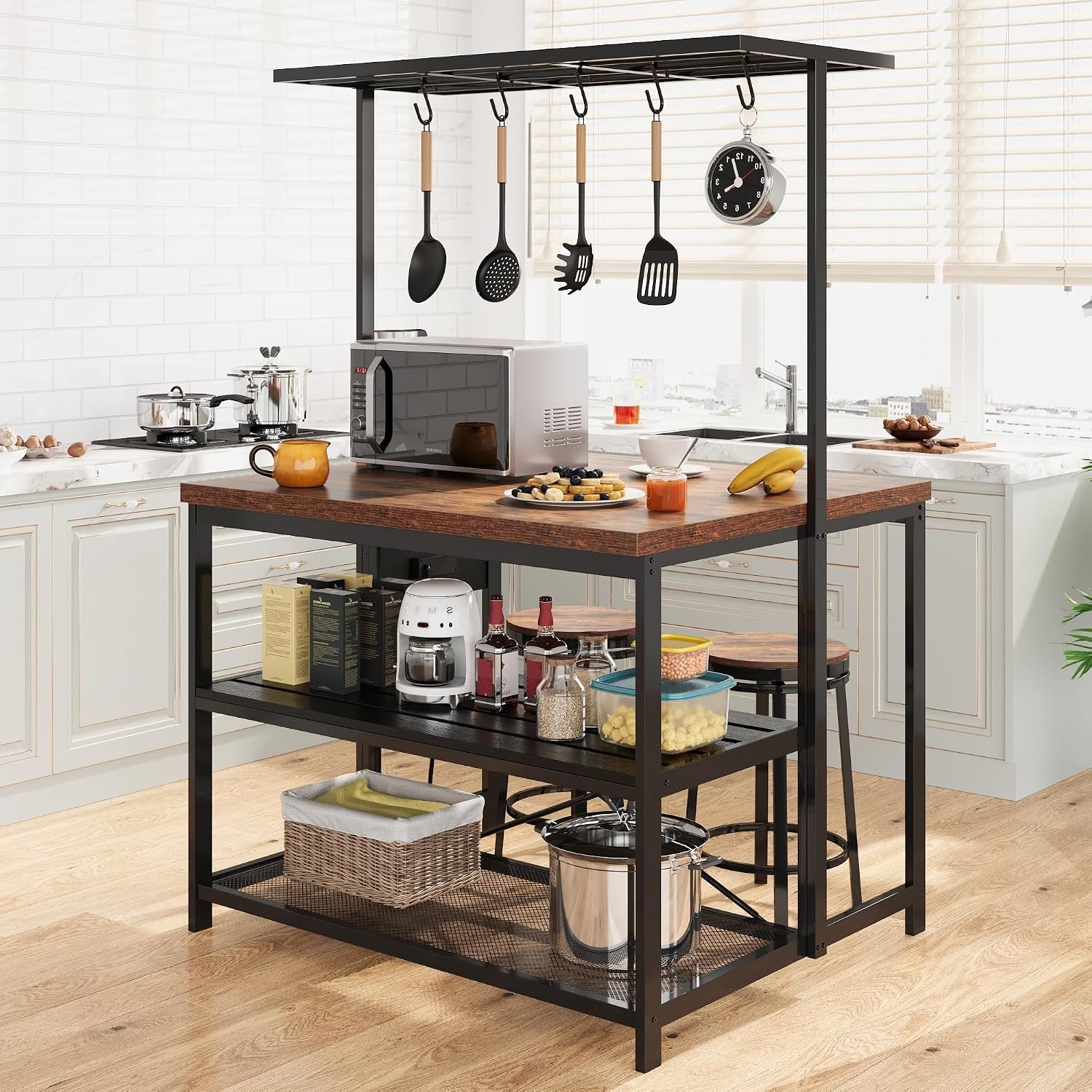 47 in Kitchen Island with Powe - Kitchen Baking Rack ulasan dan harga