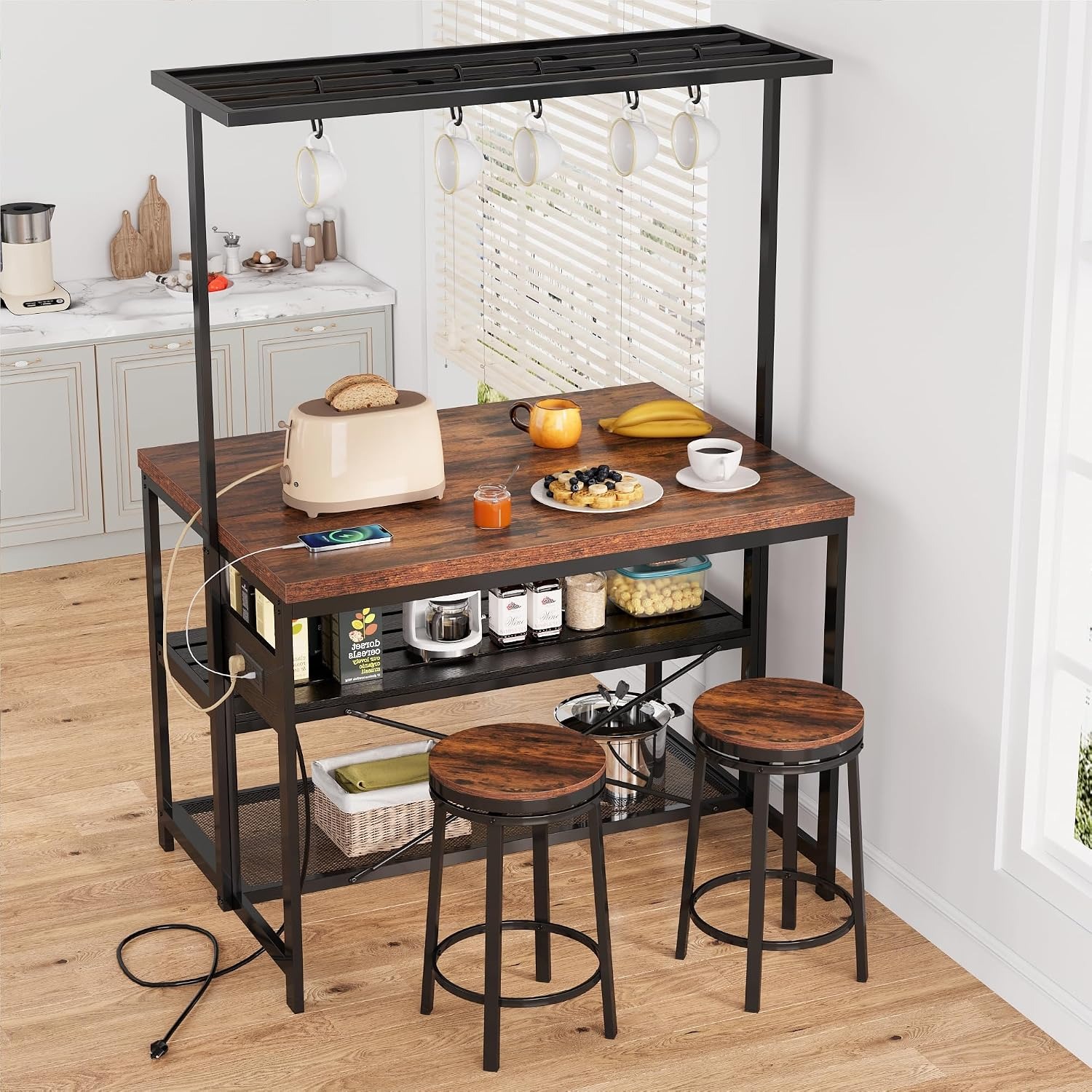 47 in Kitchen Island with Powe - Kitchen Baking Rack ulasan dan harga