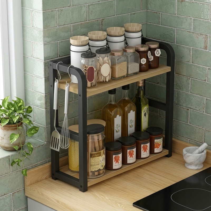 2-Tier Metal Countertop Shelf, - Kitchen Uncle ulasan dan harga